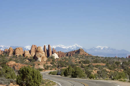 Panoramic view of The Parade of Elephants rocks  in  Arches National Park,  Utah, USAの写真素材