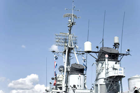 The control tower on the WWII Navy destroyer USS Cassin, Boston, Massachusettsの写真素材