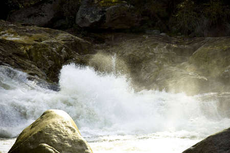 Transparent splash water into forests of Kings Canyon, California, USA