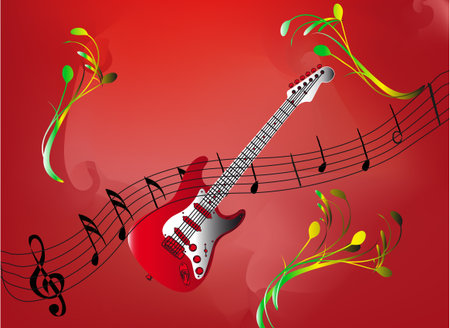 music notes and instrumental background - design elementのイラスト素材