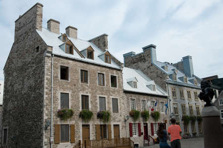 century houses in Place Royale, old Quebec city, Canadaの写真素材