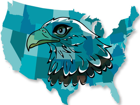Eagle over the United States mapのイラスト素材