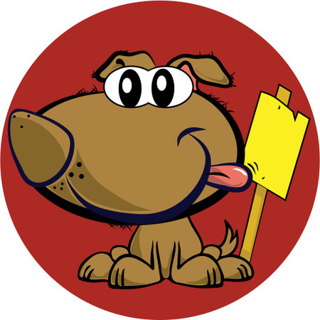 mascot dog with sign, vector のイラスト素材