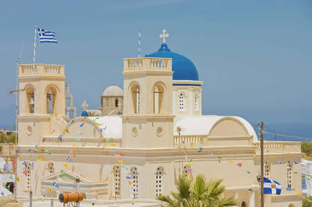 Karterodos, Greece - May 17th, 2007; scenic view of the pinkish orthodox church of Karterodos village in Crete island, Greeceのeditorial素材
