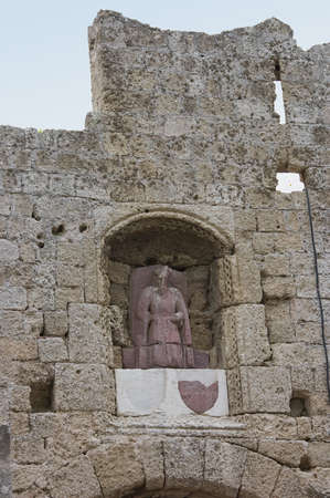Rhodes, Greece - May 9th, 2007 : Crypt and statue  in Rhodes Citadel, Crete Island, Greece のeditorial素材