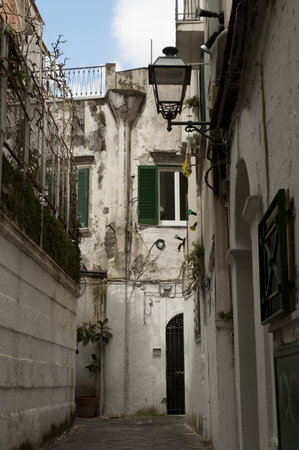 Amalfi, Italy - March 23th, 2006 : backyard lifestyle of Italians in the Mediterranean coast  on narrow street with houses  Amalfi, Italy - the non touristic areaのeditorial素材