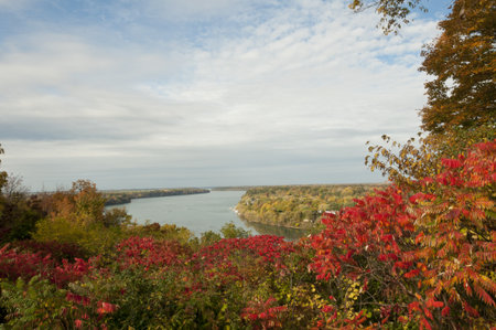 Niagara, Ontario, Canada - October 15th 2008 : scenic view of Niagara river under a blue sky  in Autumn, Ontario Canadaのeditorial素材