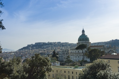 Naples, Italy - March 21th, 2006 : Naples scenic view at sundown with its churches domes, Italyのeditorial素材