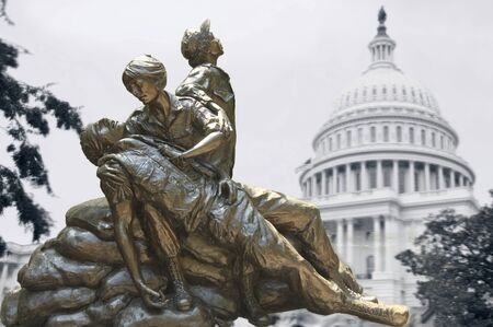 Washington, DC - June 24th, 2007 :  Memorial statues to Vietnam war Women Nurse, Arlington, USA,with...