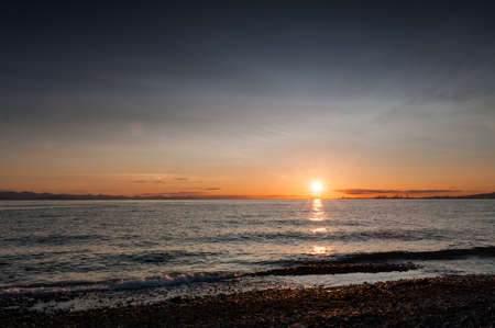 sunset at Point Roberts beach , Washington state, USAの写真素材