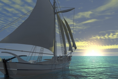 boat at sunset_02の写真素材