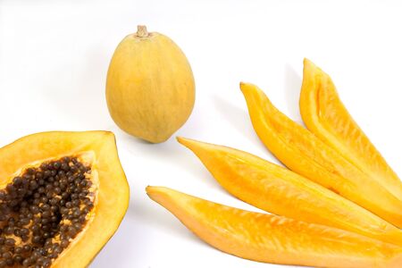 Papaya isolated on white backgorundの写真素材