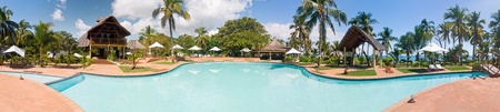 Panorama swimming pool of a luxurious tropical hotelの写真素材