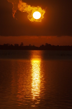 Sunrise on Pangalanes channel, eastern Madagascarの写真素材