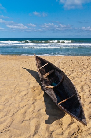 Malagasy dugouts in a fishing village, Madagascarの写真素材