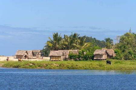 Coastal village of Antongil Bay, east of Madagascarの写真素材