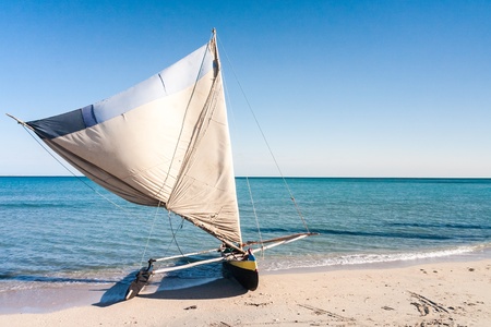 Fishing dugout to Anakao, southern Madagascarの写真素材