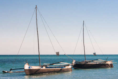 Fishing dugouts to Anakao, southern Madagascarの写真素材