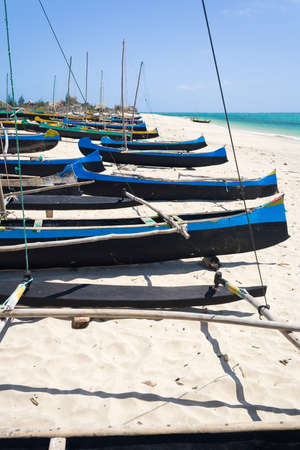 Fishing dugouts to Anakao, southern Madagascarの写真素材