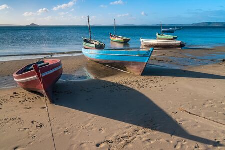 Traditional fishing boats in the Antsiranana bay (Diego Suarez), north of Madagascarの写真素材
