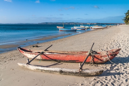Traditional fishing boat in the Antsiranana bay (Diego Suarez), north of Madagascarの写真素材
