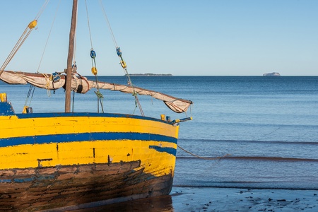 Malagasy dhow at low tide of Analalava, western Madagascarの写真素材