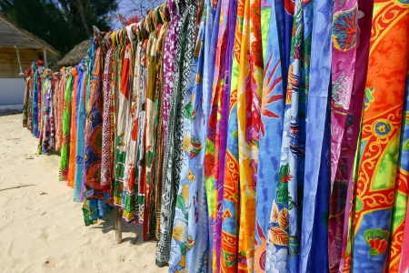 Souvenir shop on the beach of Ifaty, southwestern Madagascarの写真素材