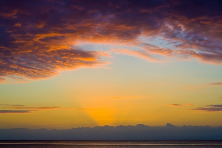 Tropical sunset on the Beach. Sainte-Marie island, Madagascarの写真素材