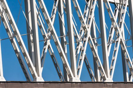 Support above the bridge, steel structure close-up 