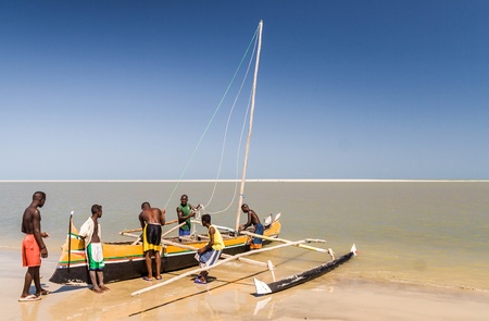 Malagasy people of ethnicity Vezo going fishing on oct 29, 2007 to Morondava, western Madagascarのeditorial素材