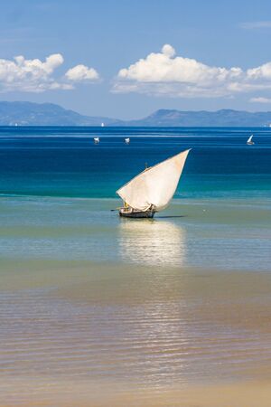 Traditional sailboat near Nosy Be island in northern Madagascarの写真素材