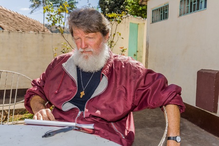 Father Pedro Opeka in his village of Akamasoa, Antananarivo, Madagascar on sep 06, 2007. Father Pedro is nominated for Nobel Peace Prize 2013.のeditorial素材