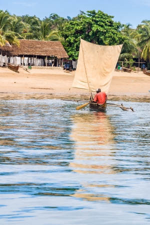 Boatman back on the coast to Nosy Komba (Nosy Be), Madagascar on apr 4, 2008のeditorial素材