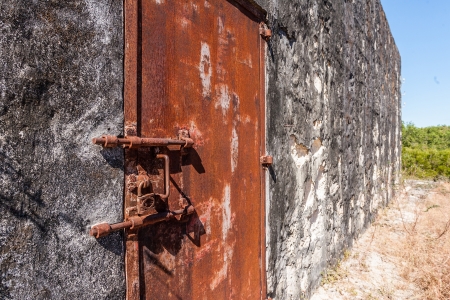 Old rusty lock of penal colonyの写真素材