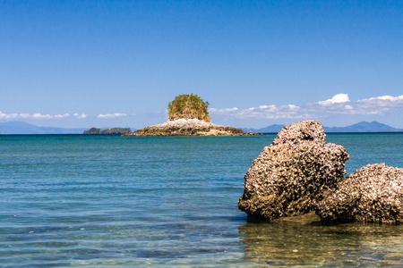 Lagoon and coral reef at Nosy Be tropical island, Madagascarの写真素材