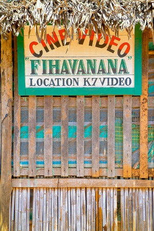 BELO SUR TSIRIBIHINA, MADAGASCAR, SEPT 15:  Front of a rustic video shop on sept 15, 2003 in the typical village of Belo sur Tsiribihina, western Madagascarのeditorial素材
