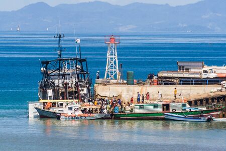 NOSY BE, MADAGASCAR - APR 9: View on the landing stage of Hell Ville, Nosy Be island, Madagascar on apr 9, 2008.のeditorial素材