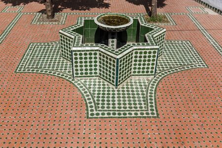 Fountain shaped eight-pointed star in Chefchaouen, Moroccoの写真素材