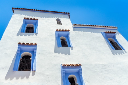 Typical moroccan architecture in Chefchaouenn North of Moroccoのeditorial素材
