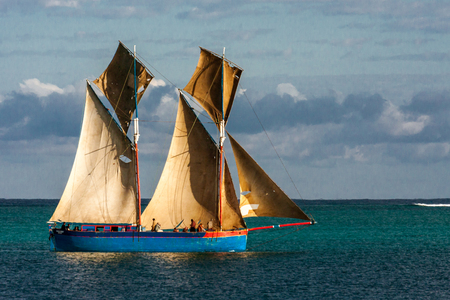 Malagasy schooner in the lagoon of Ambatomilo, Madagascar, on july 23, 2016のeditorial素材
