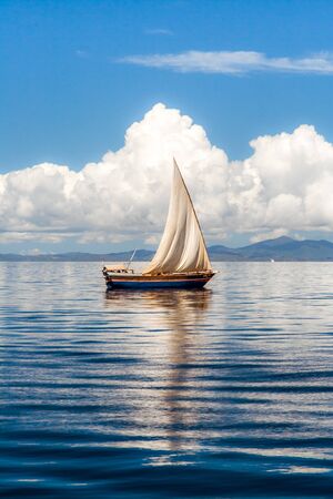 Dhow floating off Nosy Be, Madagascarの写真素材