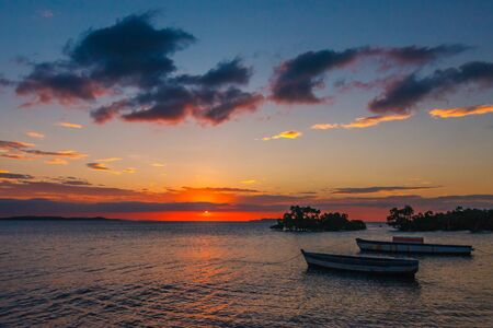 Sunset on the Antsiranana bay (Diego Suarez) northern Madagascarの写真素材