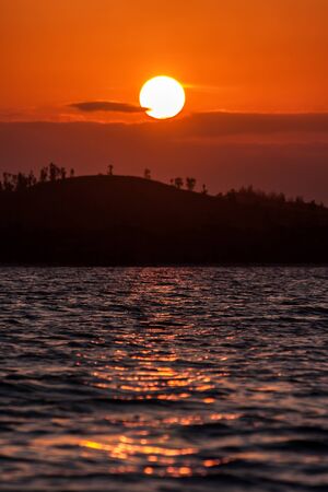 Sunset on the Pangalanes canal, eastern Madagascarの写真素材
