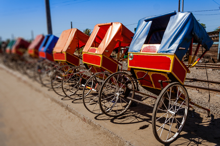Rickshaws in Toamasina, Madagascarの写真素材