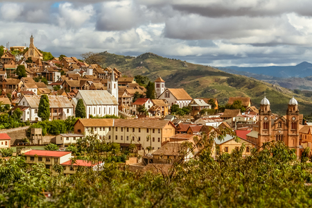 The old town of Fianarantsoa, Madagascar highlandsの写真素材