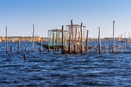 Fish traps on the Pangalanes Canal, eastern Madagascarの写真素材