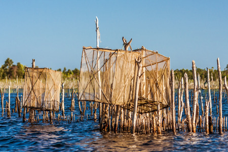 Fish traps on the Pangalanes Canal, eastern Madagascarの写真素材