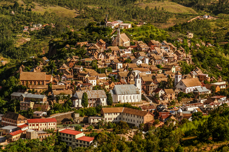 The old town of Fianarantsoa, Madagascar highlandsの写真素材