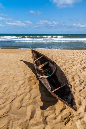 Malagasy dugout in a fishing village, Madagascarの写真素材