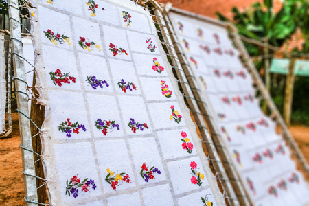 Drying of Antemoro paper of Madagascar. The paper is made from avoha bark, tree of the south of...